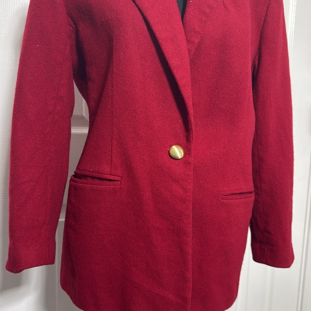 Vintage Leslie Fay Red Wool Blazer - Size 8 - Picture 4 of 9